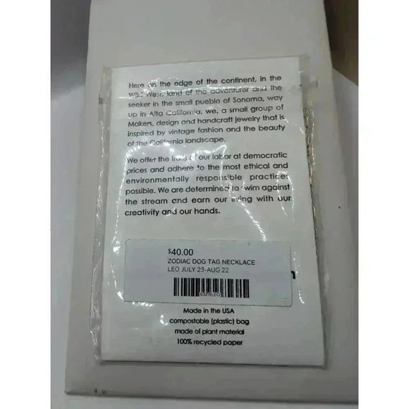 NWT Amano Studio Leo Zodiac Dog Tag Necklace - Made in USA - Picture 6 of 7